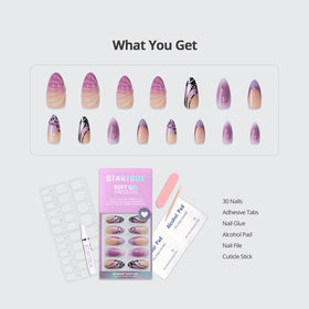 BTArtbox faux ongles press-on Flutter Besties en différentes tailles