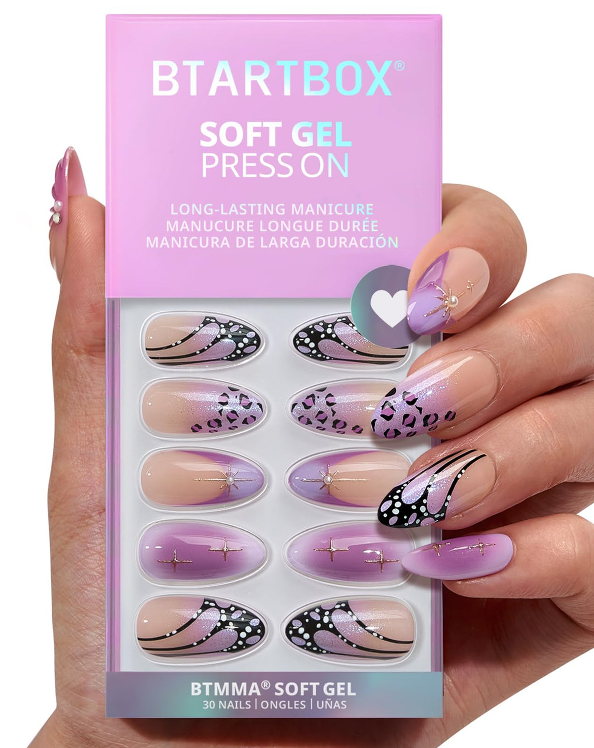 BTArtbox faux ongles press-on Flutter Besties ensemble complet