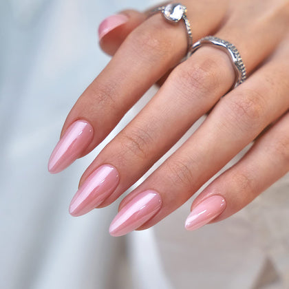 BTArtbox faux ongles press on lotus rose chrome vue de face