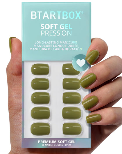 BTArtbox Faux Ongles Press-On Moss Muse Vert Olive, vue de face