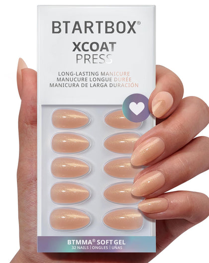 BTArtbox faux ongles press-on nude pailleté, emballage avant