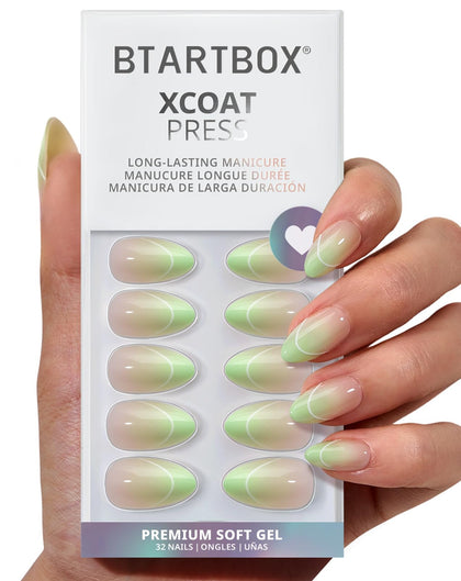 BTArtbox Faux Ongles Press-On Ombre Vert, vue de face