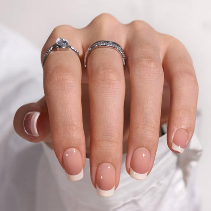 BTArtbox Faux Ongles Pressés 32Ct vue de face avec pointes roses