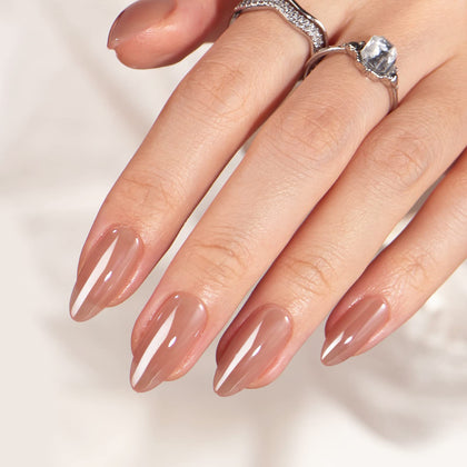 BTArtbox faux ongles pressés Chocolat Glacé modèle amande