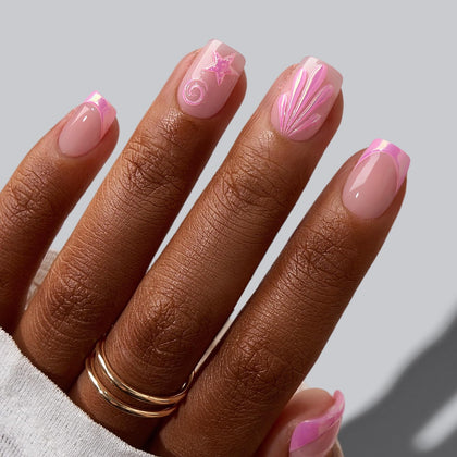 BTArtbox faux ongles pressés coquillage lumineux, vue de face
