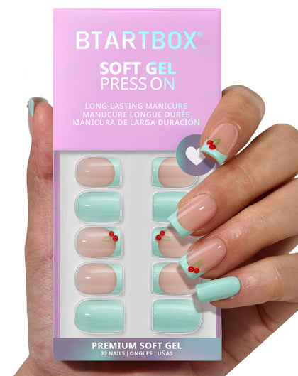 BTArtbox faux ongles pressés couleur vert avec pointe french
