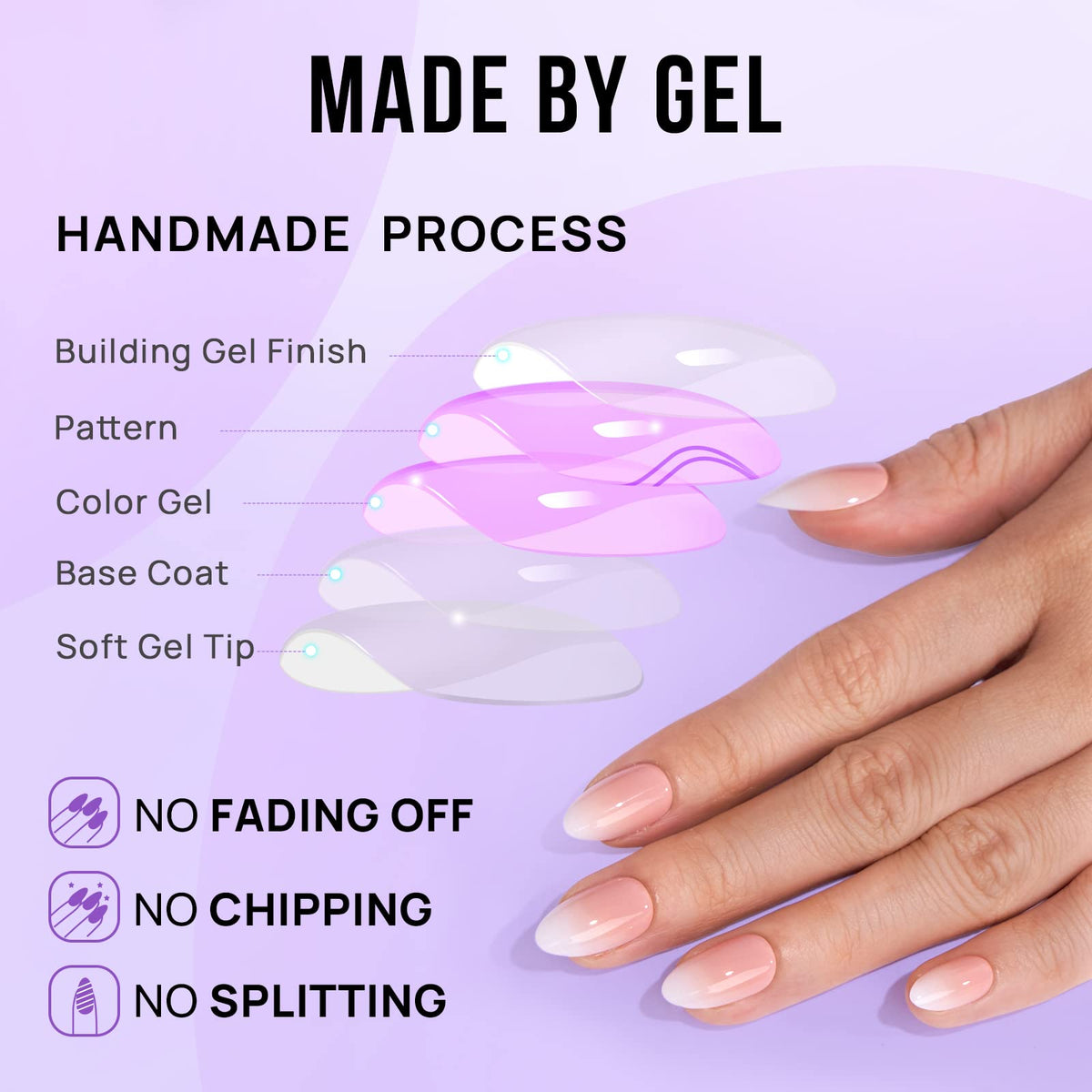 BTArtbox Faux Ongles Pressés Crème Vanille Amande application facile avec colle