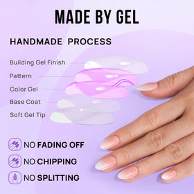 BTArtbox Faux Ongles Pressés Crème Vanille Amande application facile avec colle