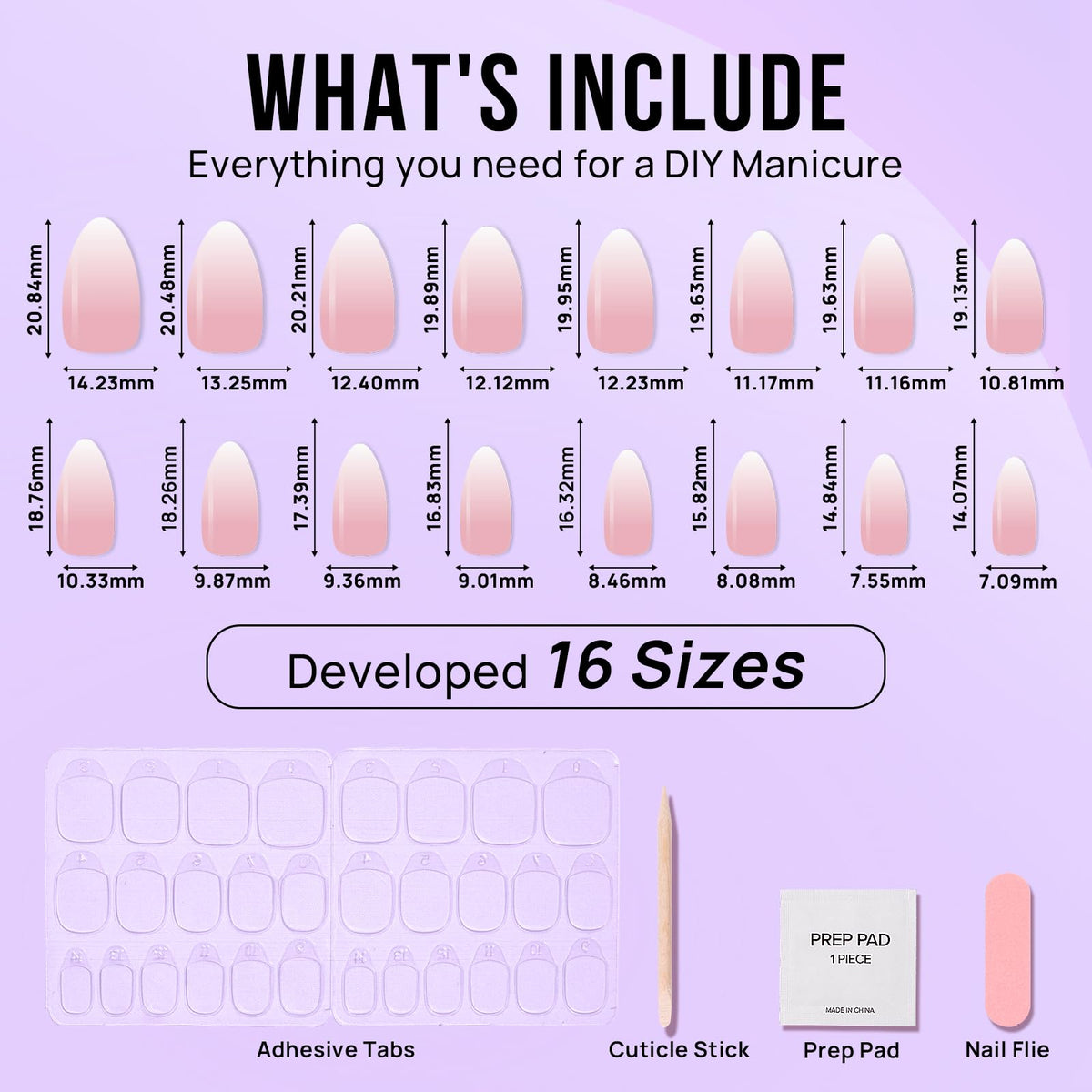 BTArtbox Faux Ongles Pressés Crème Vanille Amande kit complet avec accessoires