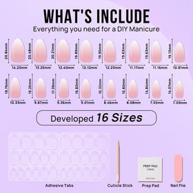 BTArtbox Faux Ongles Pressés Crème Vanille Amande kit complet avec accessoires