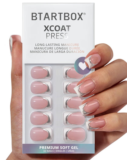 BTArtbox Faux Ongles Pressés Ice Veil ensemble complet avec 32 pièces