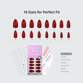 BTArtbox faux ongles pressés Mystic Ruby de près, montrant le détail