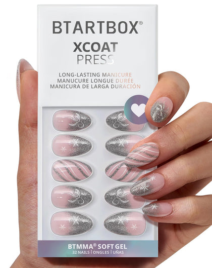 BTArtbox Faux Ongles Pressés Pink French Tip 32Ct vue de face