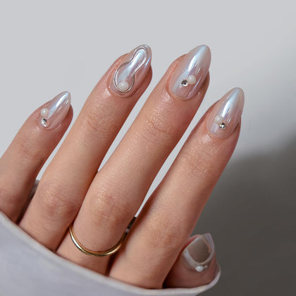 BTArtbox faux ongles pressés Tidal Pearl - vue de face