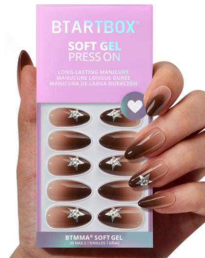BTArtbox Faux Ongles Starry Spice vue avant avec finition ombre brown