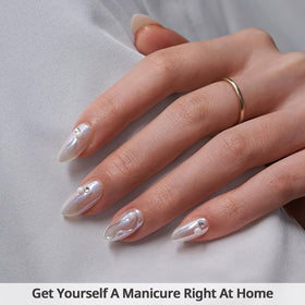 BTArtbox faux ongles Tidal Pearl avec accents perlés - vue latérale