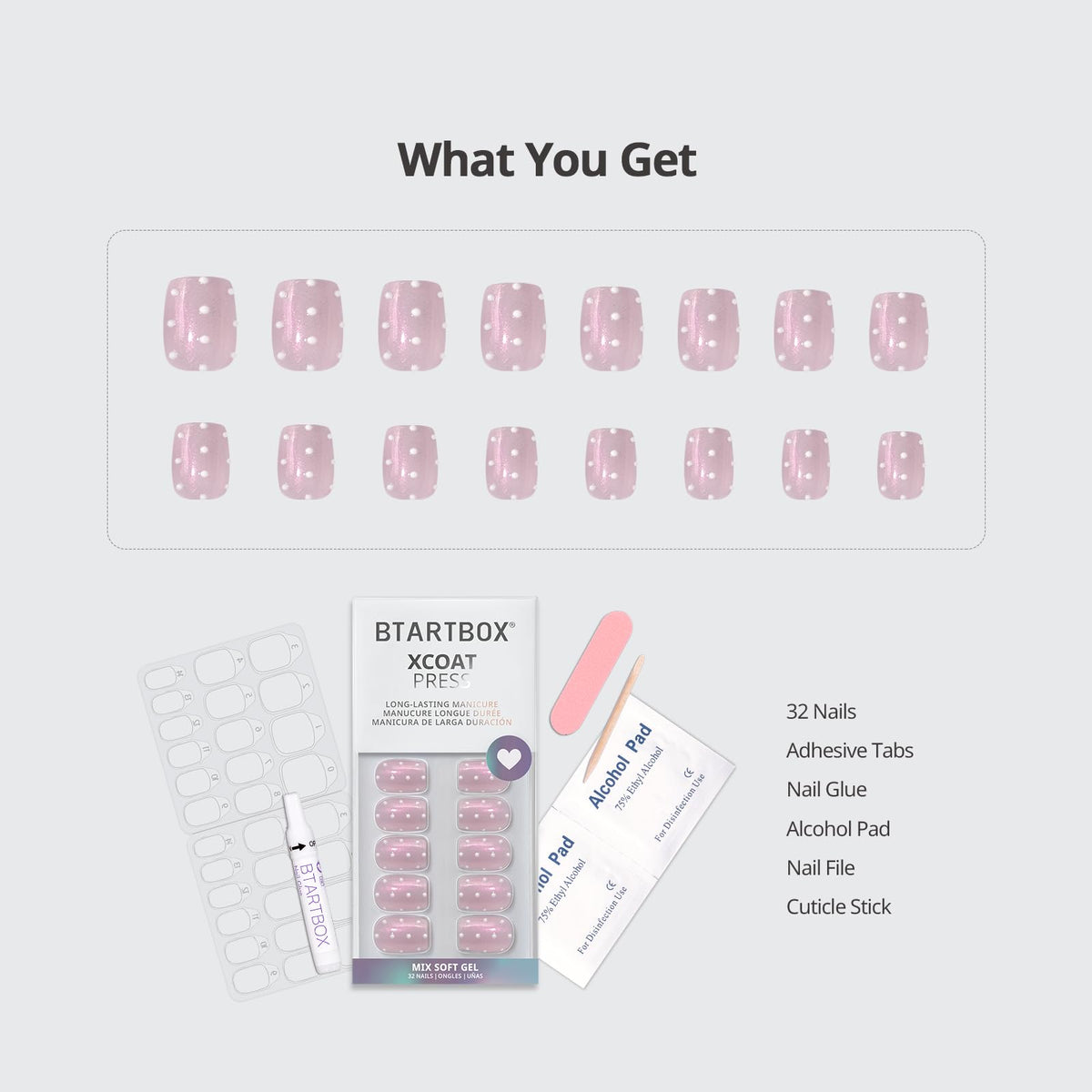 BTArtbox Ongles Press On Sugar Pop en différentes tailles