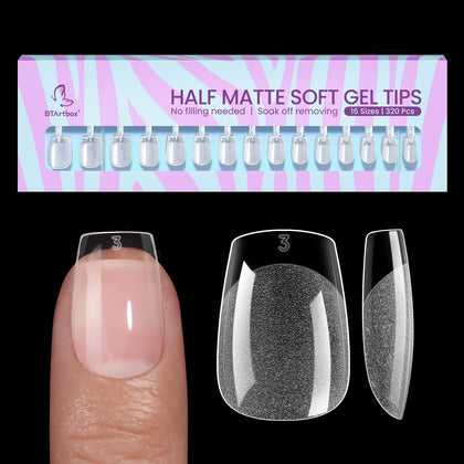 BTArtbox Tips d'Ongles en Gel Transparent Mat Extra Court, vue de face