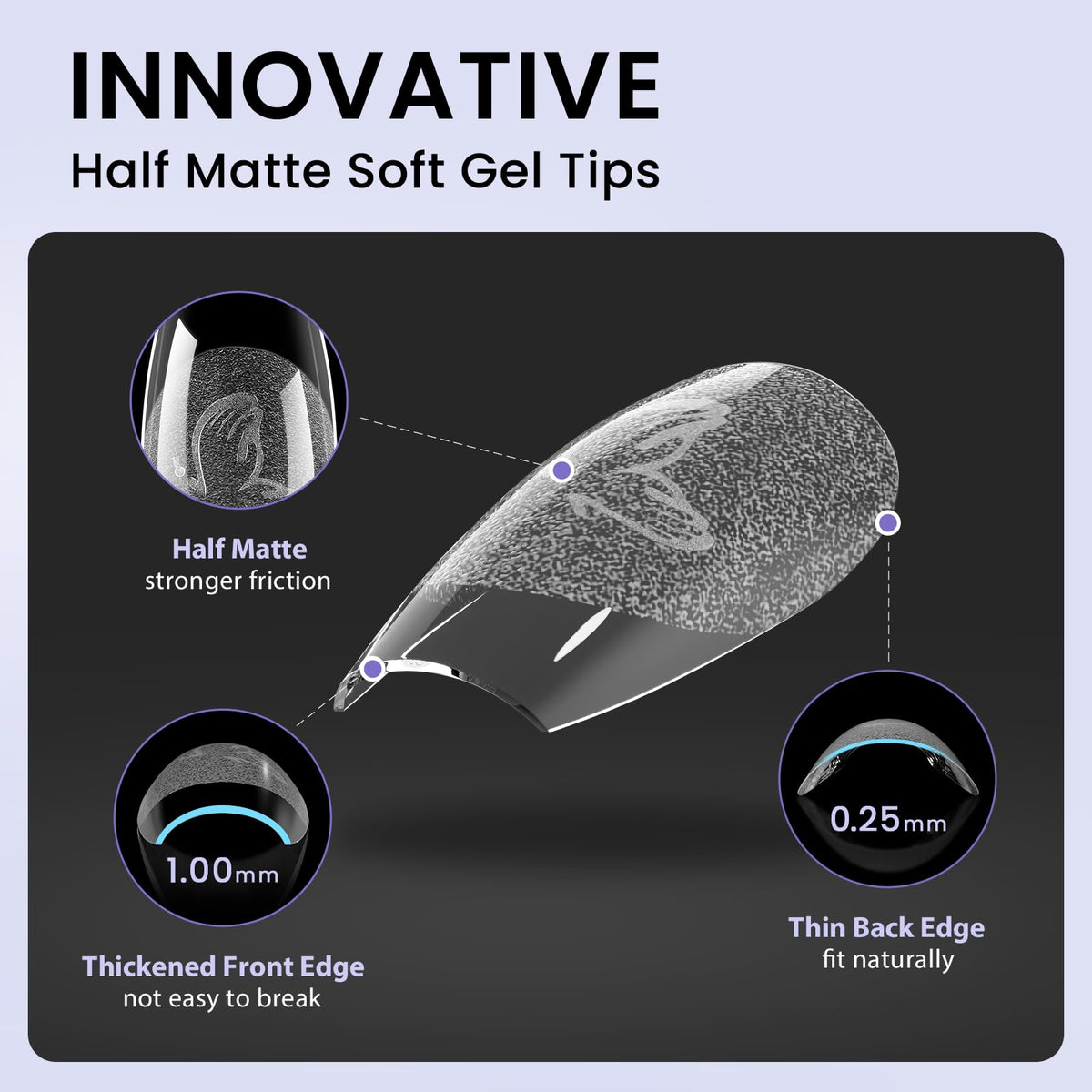 BTArtbox Tips Ongles Gel Semi-Mat 320 Pcs en boîte