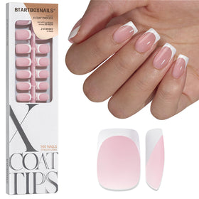 BTARTBOXNAILS faux ongles français blanc et rose vue avant