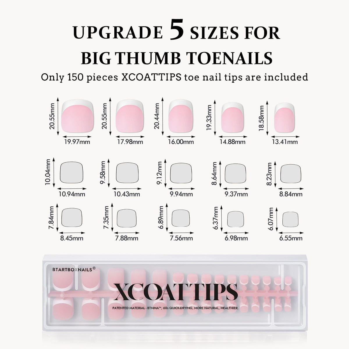 BTARTBOXNAILS Faux Ongles Français L Squoval Rose - application