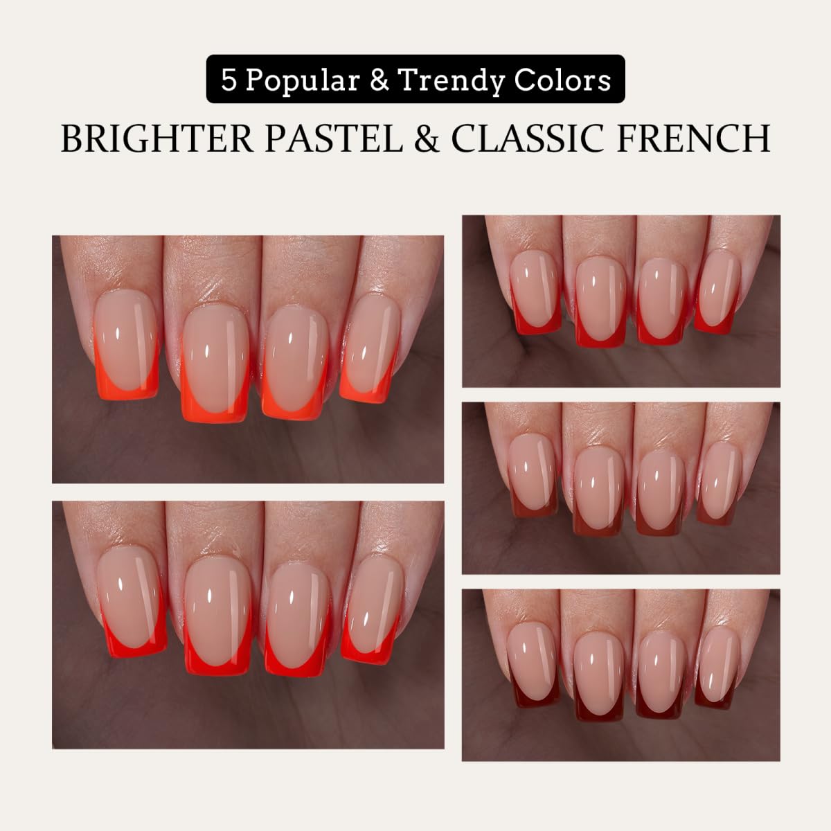BTARTBOXNAILS faux ongles français rouges avec accessoires