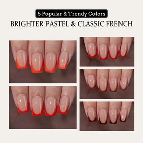 BTARTBOXNAILS faux ongles français rouges avec accessoires