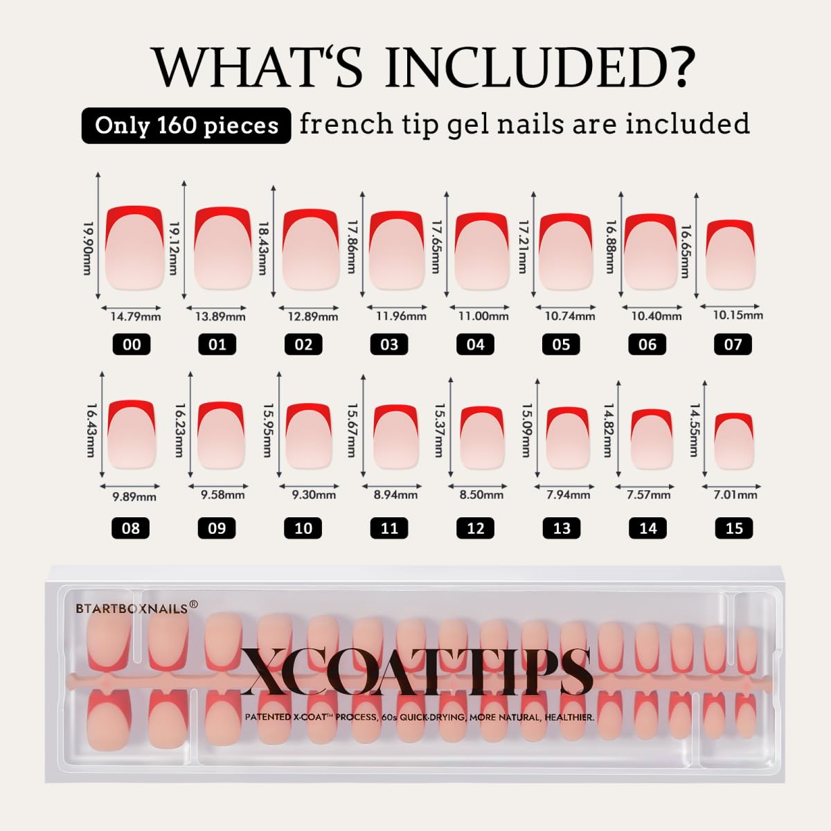 BTARTBOXNAILS faux ongles français rouges présentation
