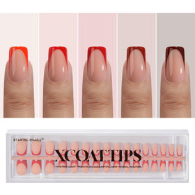 BTARTBOXNAILS faux ongles français rouges vue de face