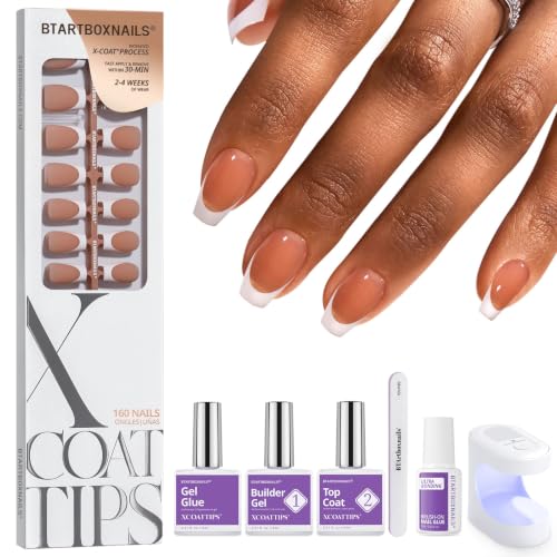 BTARTBOXNAILS Faux Ongles Français XCOATTIPS S Coffin Marron vue avant