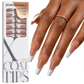 BTARTBOXNAILS faux ongles français XL coffin, couleur blanche, vue de face