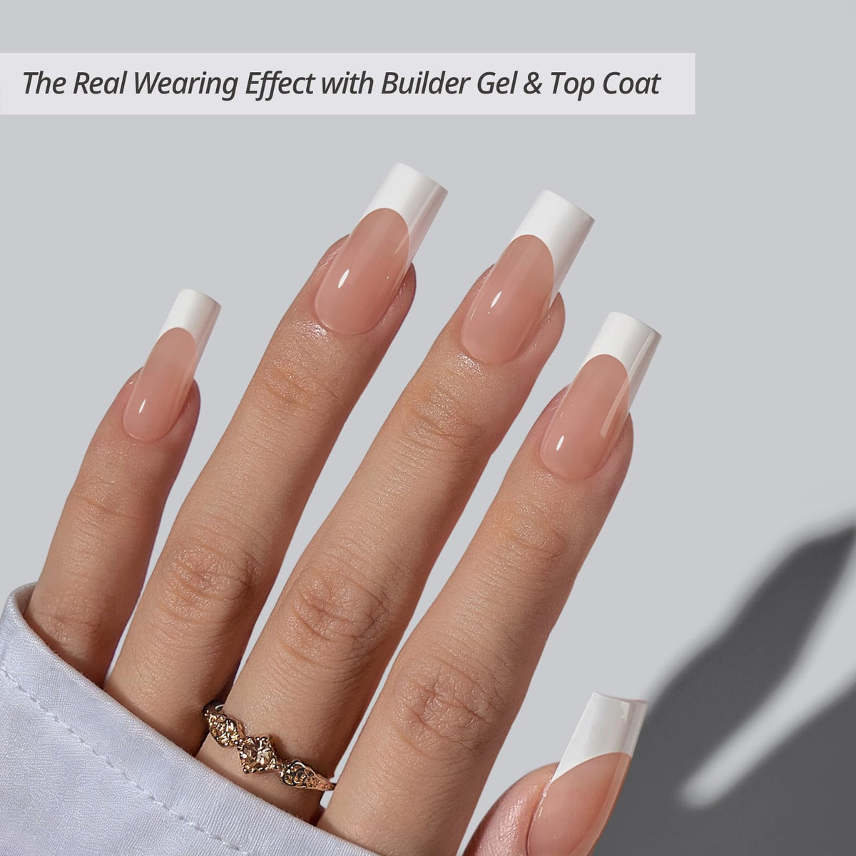 BTARTBOXNAILS Faux Ongles French Tips L Carré Pêche avec emballage