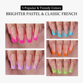 BTARTBOXNAILS Faux Ongles Pastel French Tip L Square pêche différentes tailles incluses