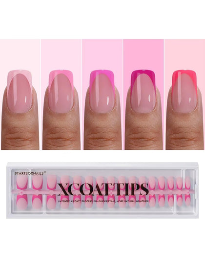 BTARTBOXNAILS faux ongles Pink French Tip S Square vue avant