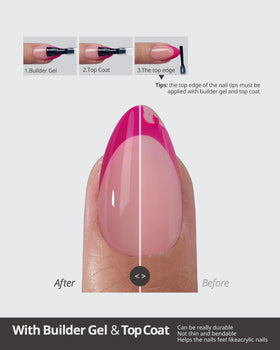 BTARTBOXNAILS Faux Ongles Pink French Tip XS Oval, boîte de rangement