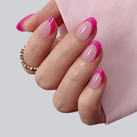 BTARTBOXNAILS Faux Ongles Pink French Tip XS Oval, détails de la texture