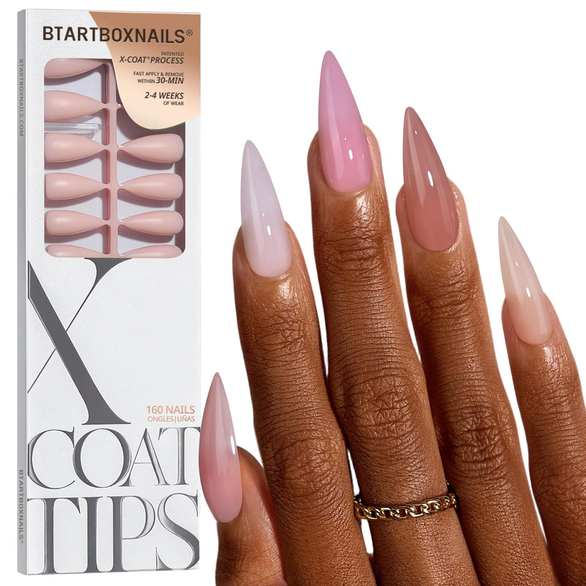 BTARTBOXNAILS Faux Ongles Press-On Nudes L Stiletto avant