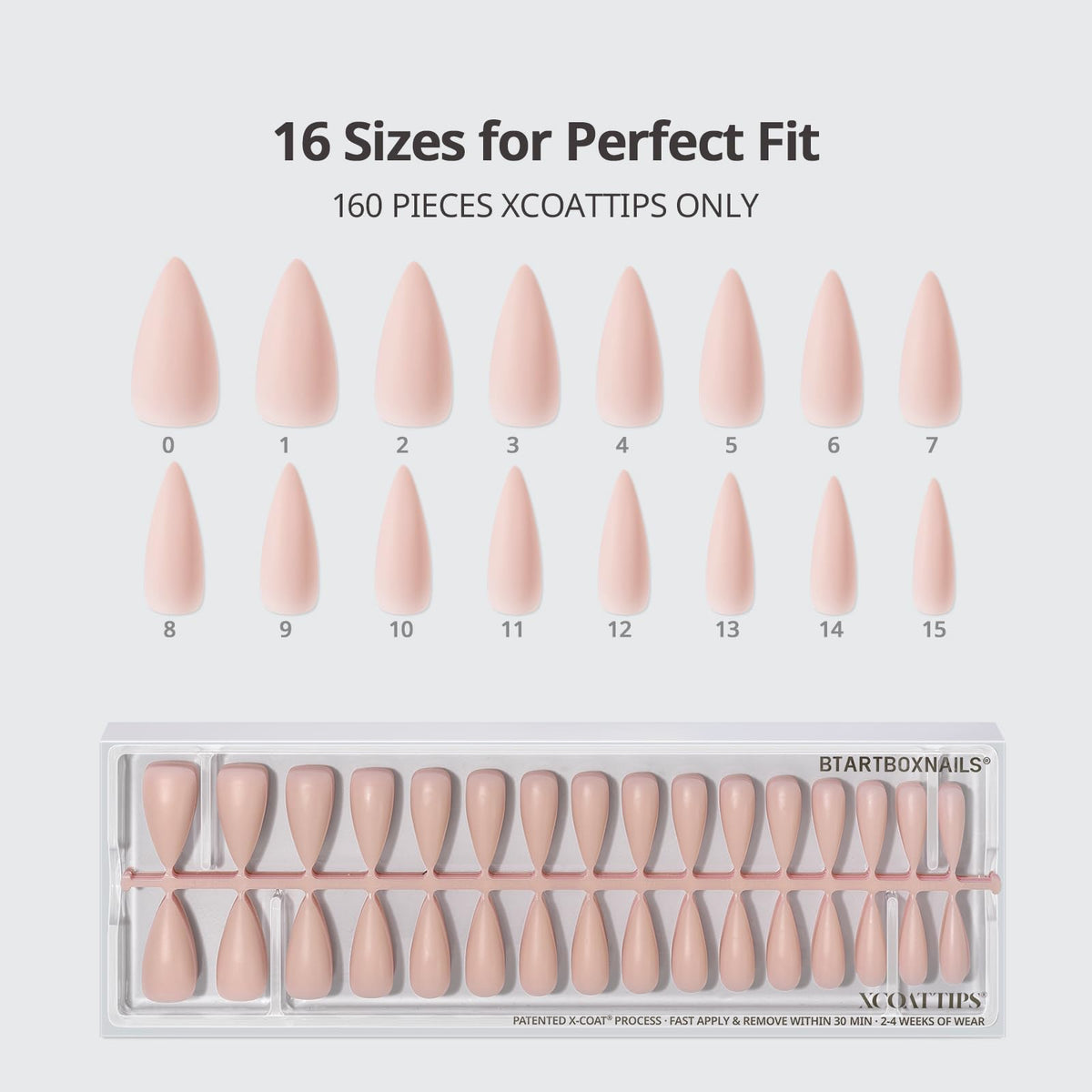 BTARTBOXNAILS Faux Ongles Press-On Nudes L Stiletto dans un emballage élégant