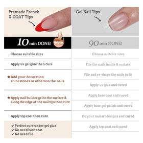 BTARTBOXNAILS Faux Ongles Rouge French Tips avec gel de construction