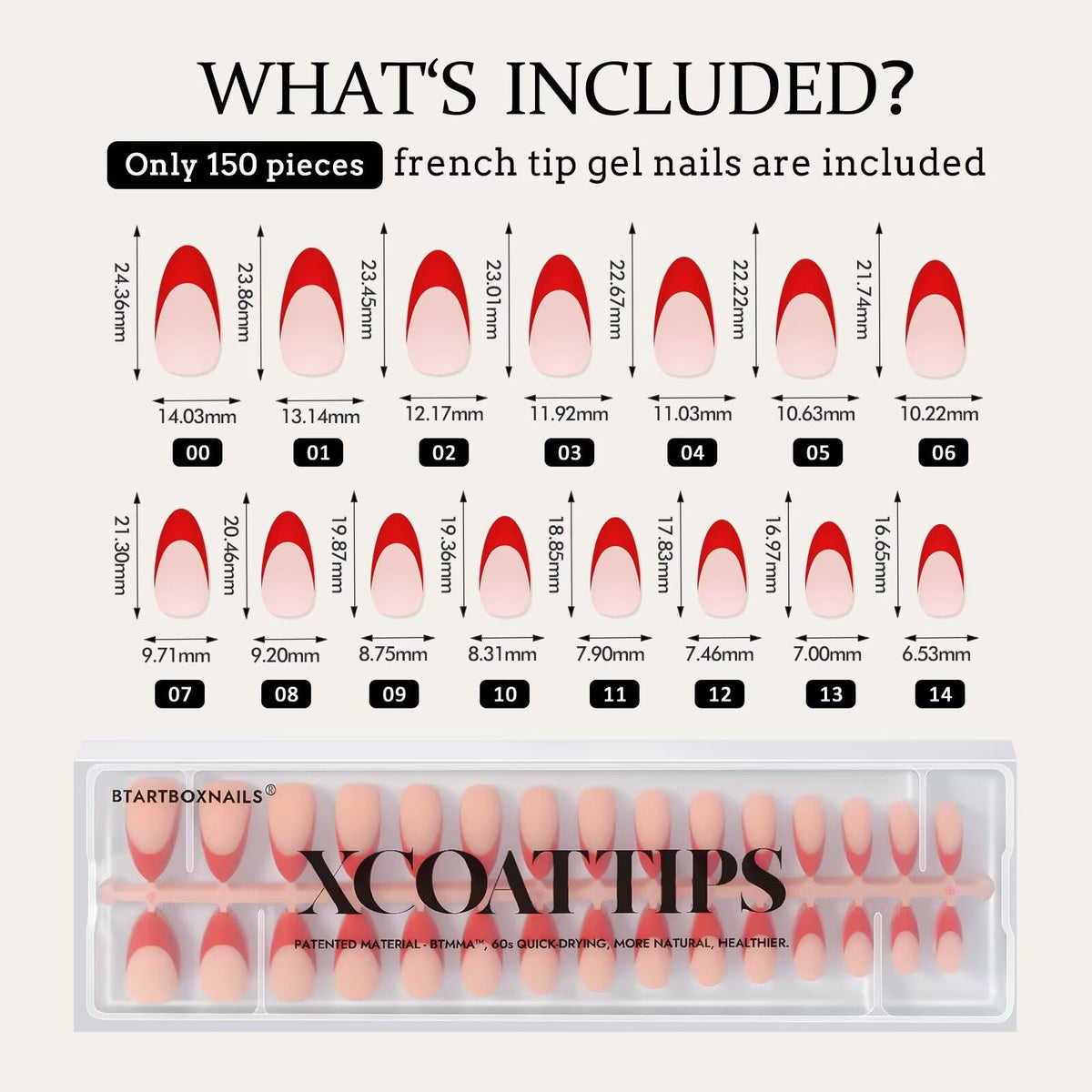 BTARTBOXNAILS Faux Ongles Rouge French Tips en usage quotidien