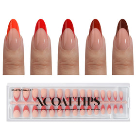 BTARTBOXNAILS Faux Ongles Rouge French Tips vue de face