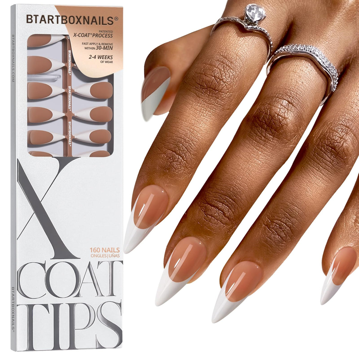 BTARTBOXNAILS Faux Ongles XCOATTIPS blanc vue de face