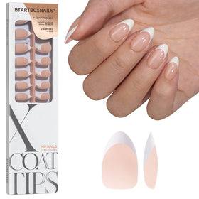 BTARTBOXNAILS Faux Ongles XCOATTIPS de couleur nude en forme d'amande
