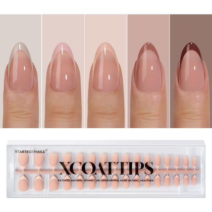 BTARTBOXNAILS Faux Ongles XCOATTIPS Teinte Peau S Almond en vue de face