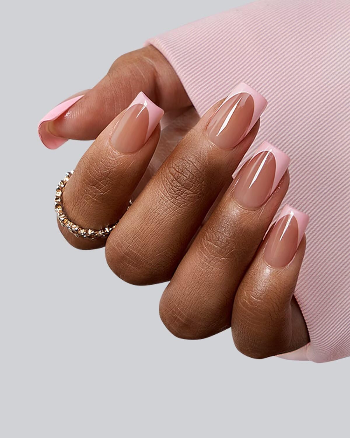 BTARTBOXNAILS Ongles Press-On French Tips Rose en boîte