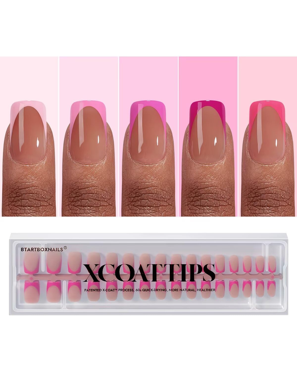 BTARTBOXNAILS Ongles Press-On French Tips Rose vue de face