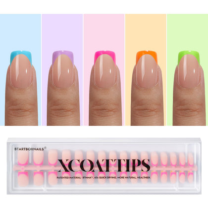 BTARTBOXNAILS Ongles Press-On Pêche modèle avant avec design français