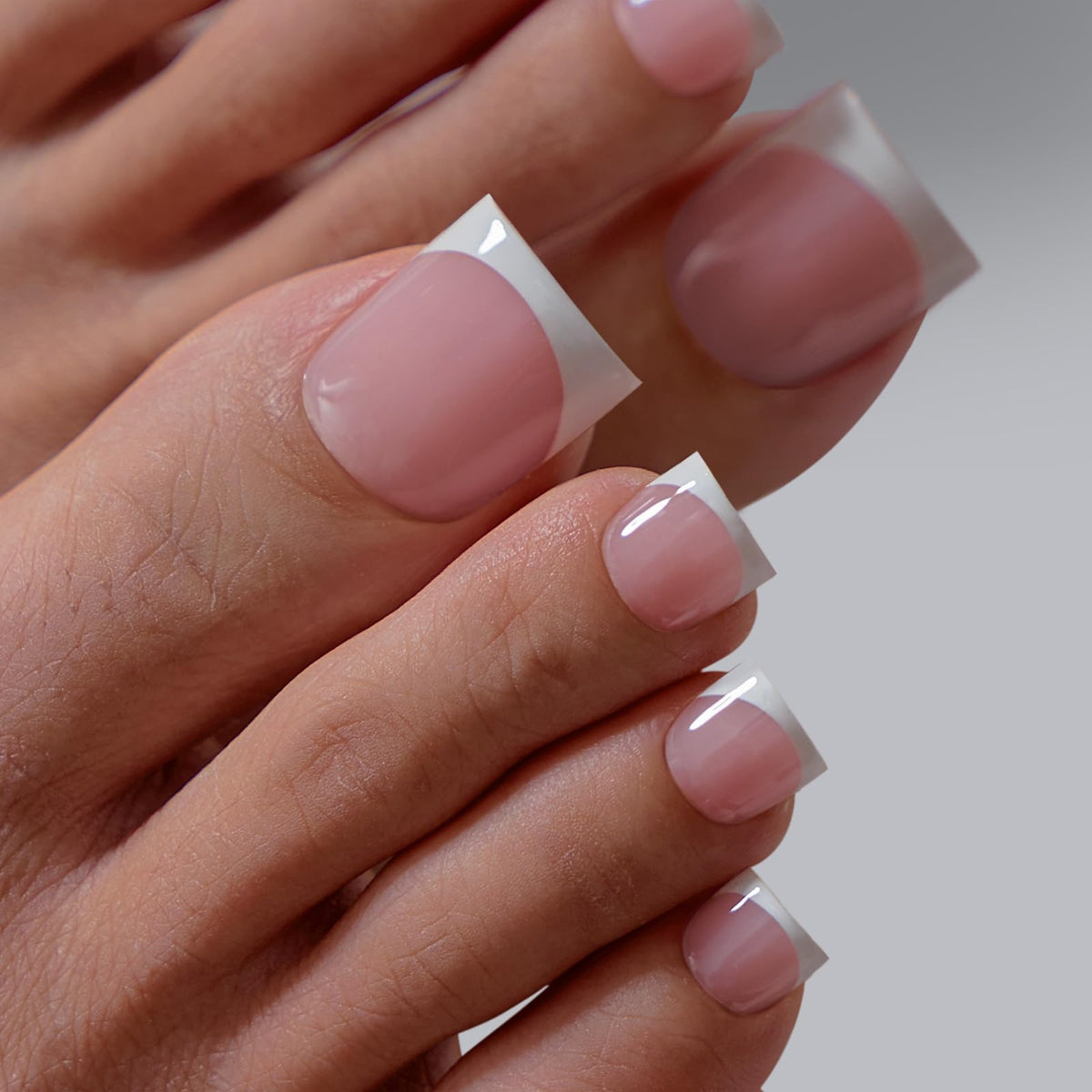 BTARTBOXNAILS Press On Toenails close-up of the French tip