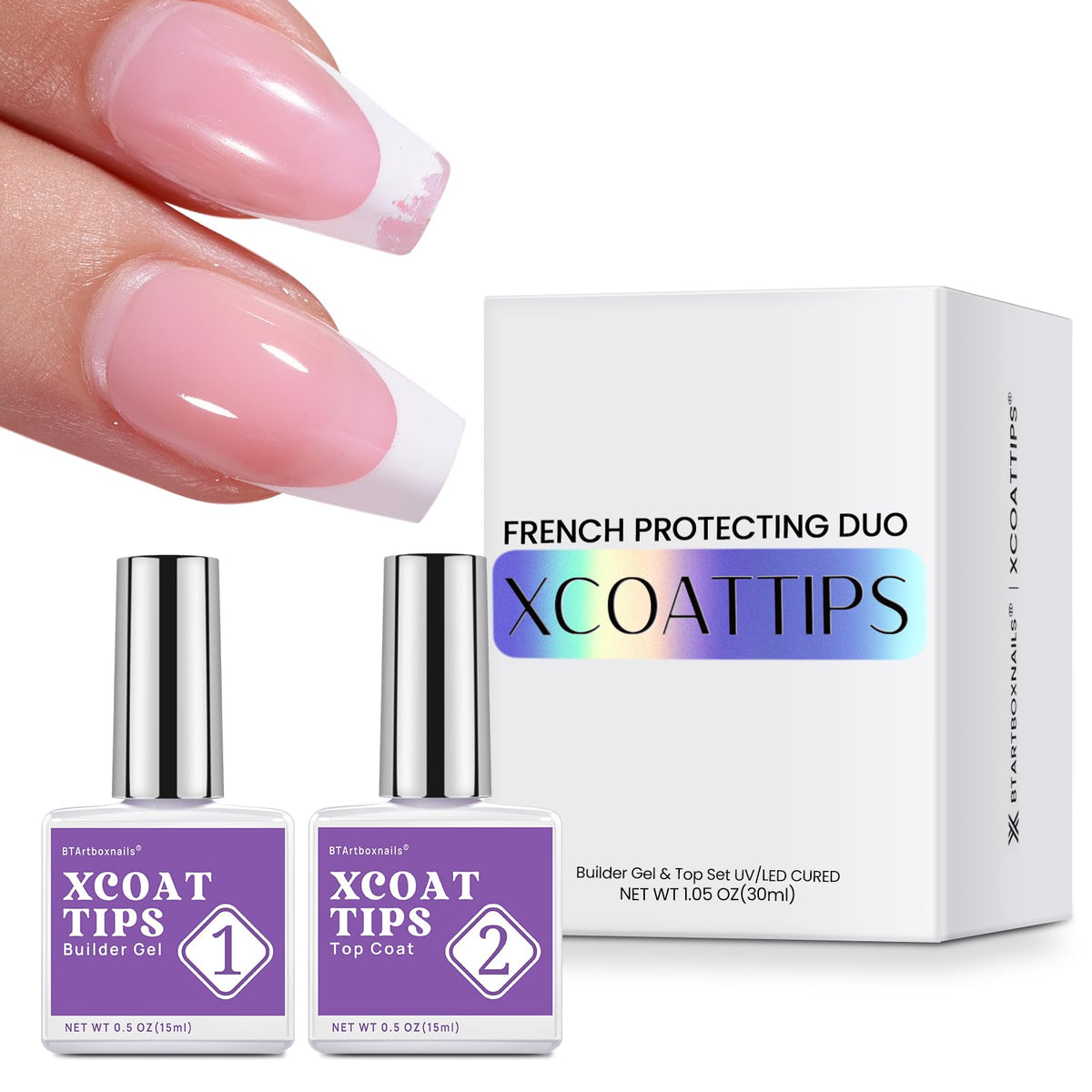 BTARTBOXNAILS XCOATTIPS DUO Gel Constructeur et Top Coat 15ml vue avant