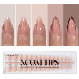 BTARTBOXNAILS XCOATTIPS faux ongles ton peau modèle M Almond de face